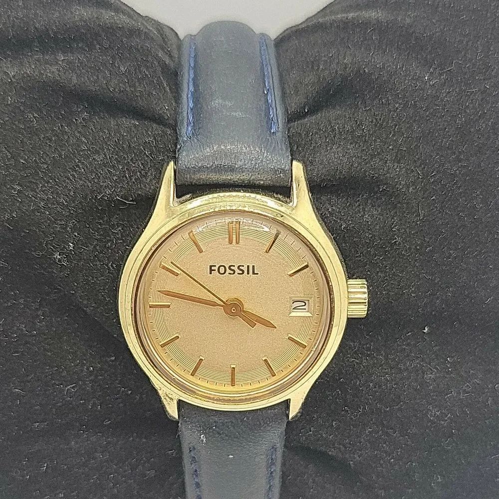 FOSSIL ES3170 Women's Blue Leather Analog Dial Quartz Genuine Wrist Watch DE150